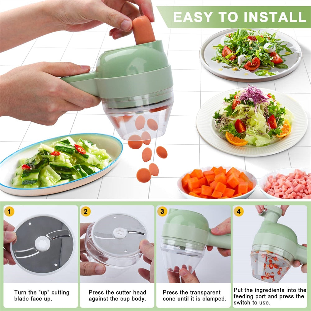 Portable Handheld 4-in-1 Electric Vegetable Slicer